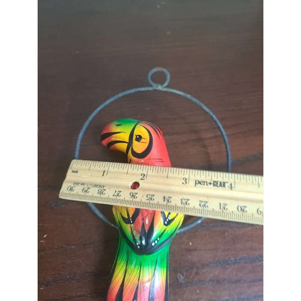 Vintage Mexican Folk Art Pottery Hand Painted Hanging Toucan 5